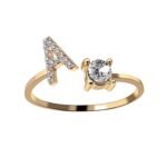 Anel Ajustável com Inicial (A–Z) e Strass – Bijuteria Feminina Elegante - Image 9