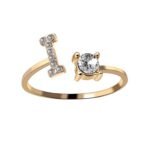 Anel Ajustável com Inicial (A–Z) e Strass – Bijuteria Feminina Elegante - Image 5