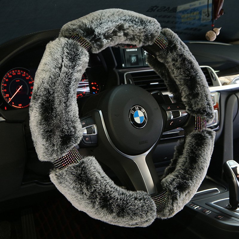 Capa de Volante em Pelúcia com Brilhantes – Capa de Inverno para Volante de Carro