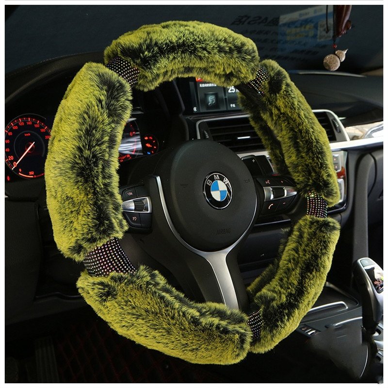 Capa de Volante em Pelúcia com Brilhantes – Capa de Inverno para Volante de Carro