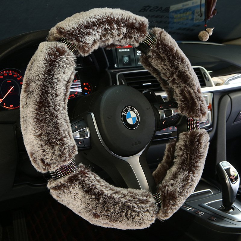 Capa de Volante em Pelúcia com Brilhantes – Capa de Inverno para Volante de Carro