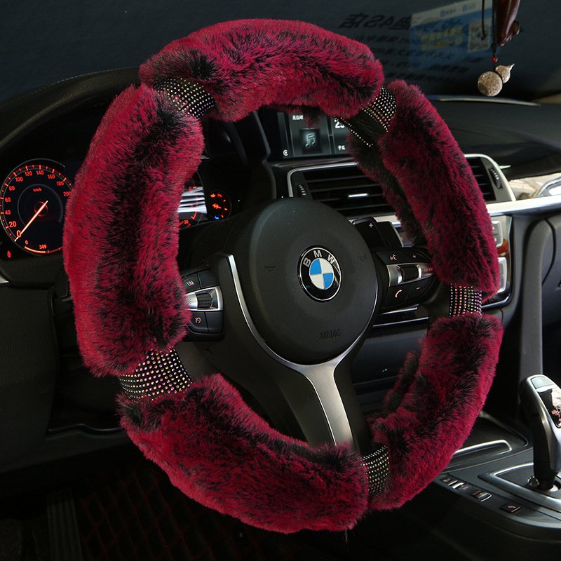 Capa de Volante em Pelúcia com Brilhantes – Capa de Inverno para Volante de Carro
