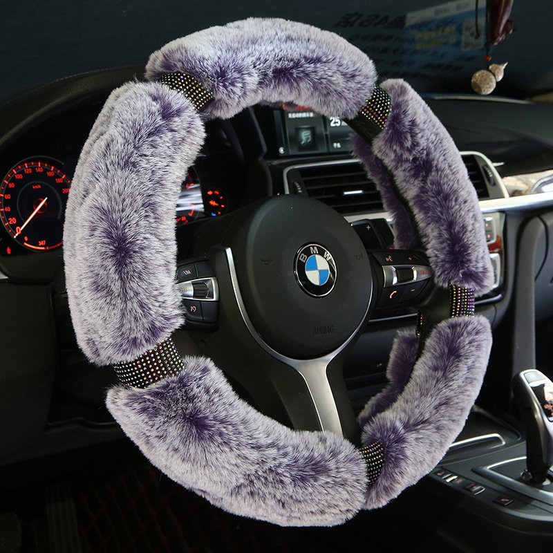 Capa de Volante em Pelúcia com Brilhantes – Capa de Inverno para Volante de Carro