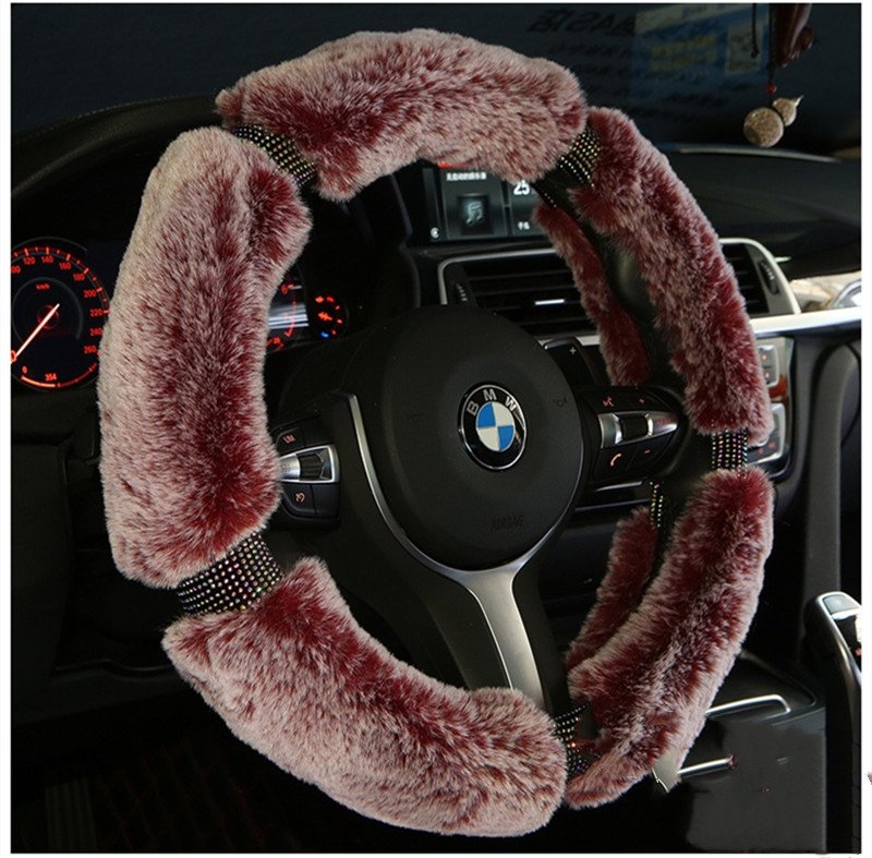 Capa de Volante em Pelúcia com Brilhantes – Capa de Inverno para Volante de Carro