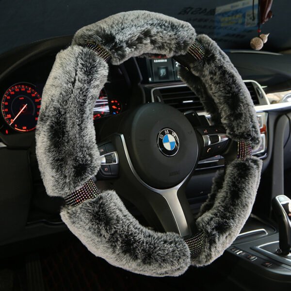 Capa de Volante em Pelúcia com Brilhantes – Capa de Inverno para Volante de Carro