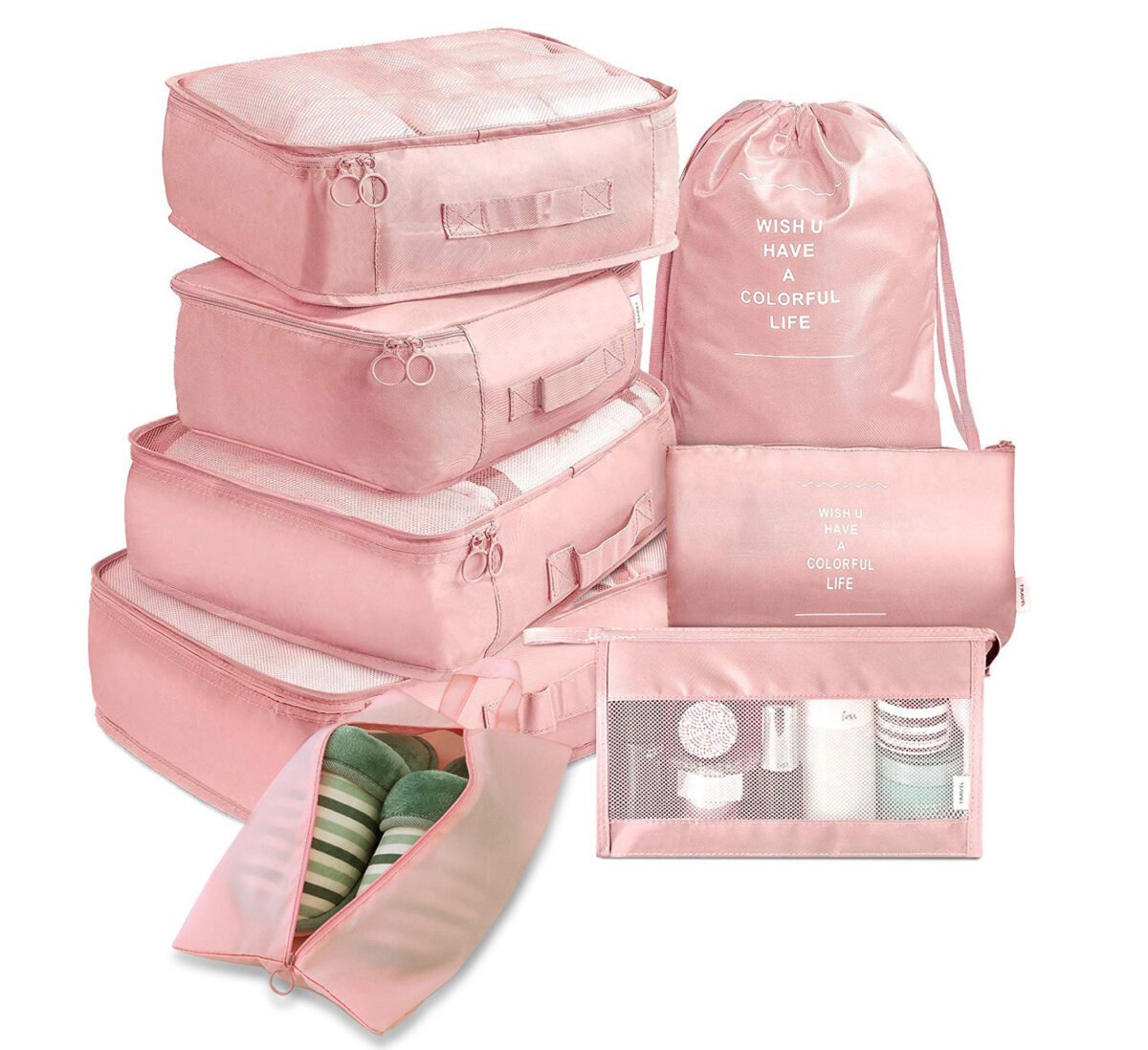 Conjunto de 8 Organizadores de Mala de Viagem – Cubos para Roupa, Roupa Interior e Sapatos - Image 5