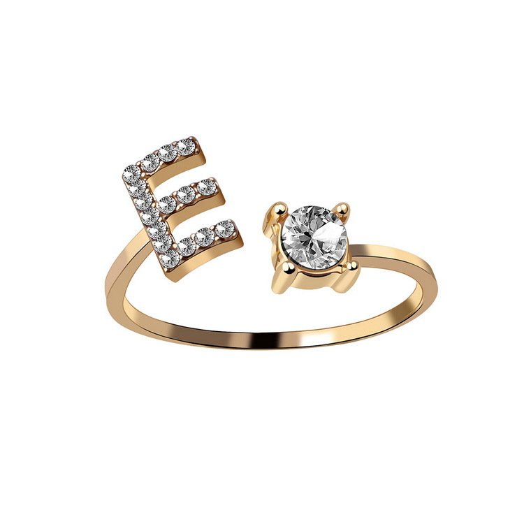 Anel ajustável com inicial e strass