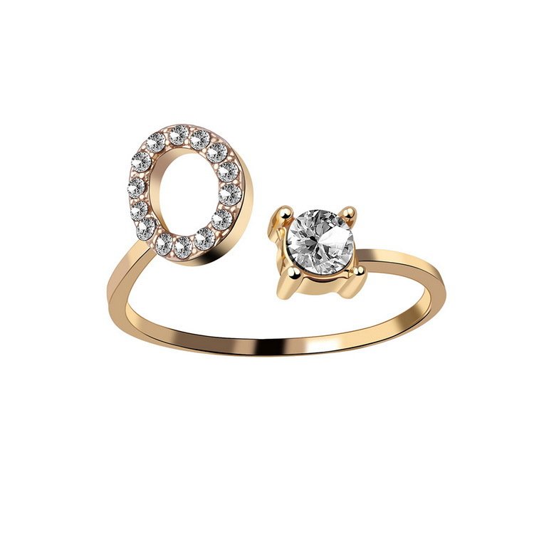 Anel ajustável com inicial e strass