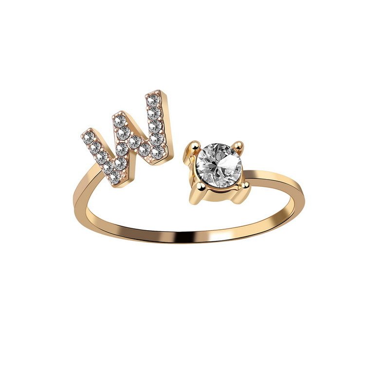 Anel ajustável com inicial e strass