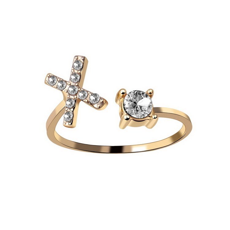 Anel ajustável com inicial e strass