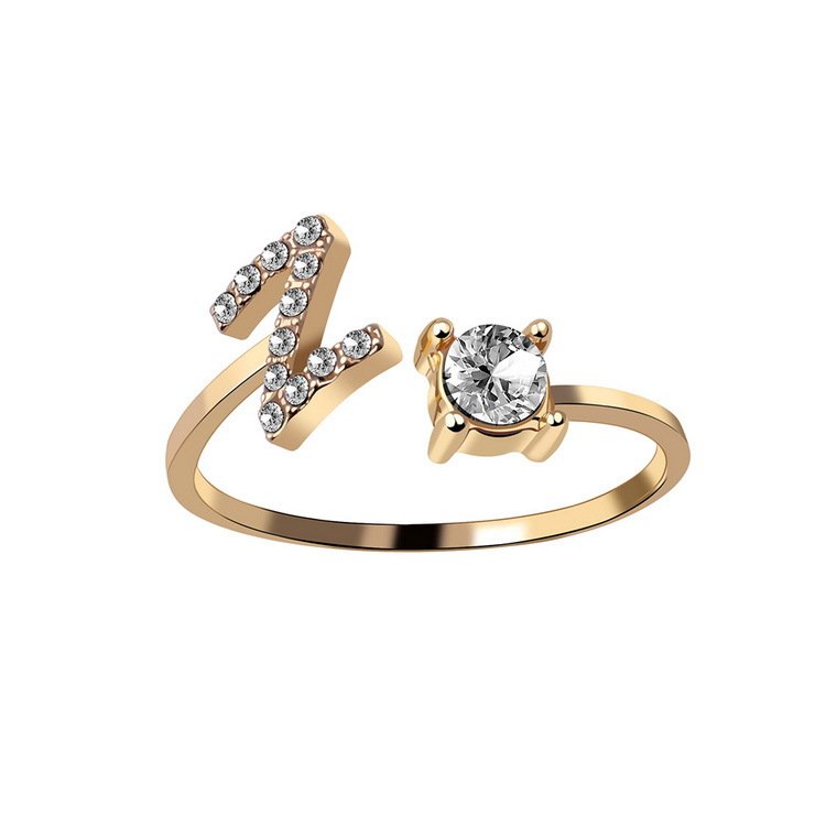 Anel ajustável com inicial e strass
