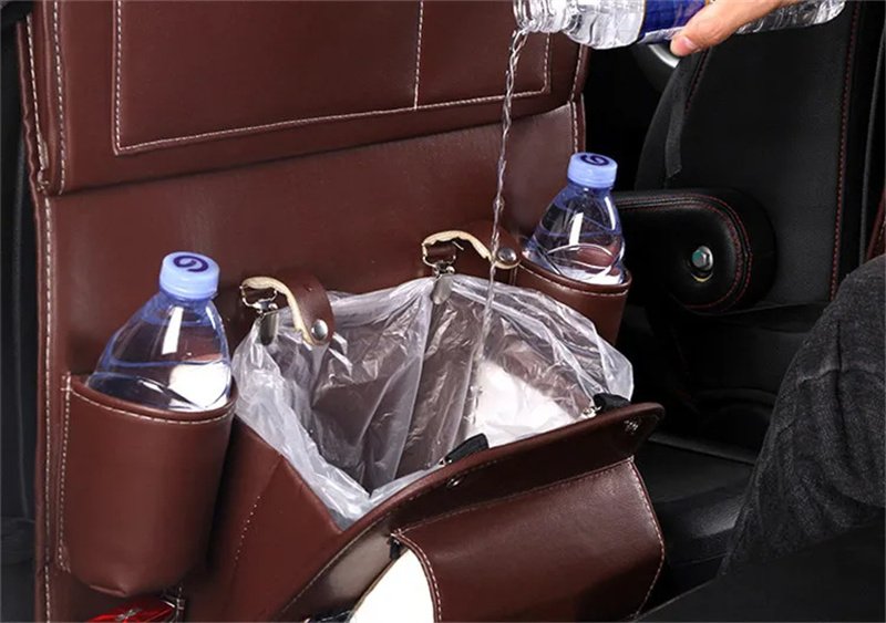 Organizador para Banco de Carro em Pele PU – Bolsa Multifunções com Tabuleiro