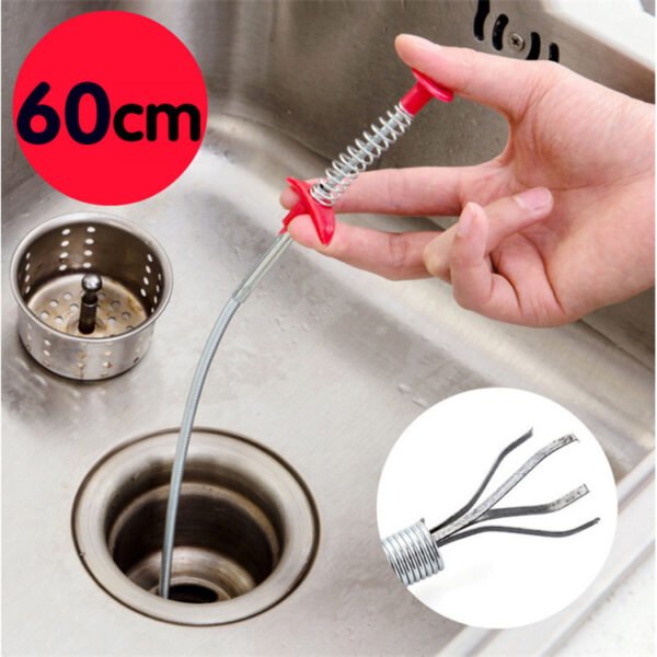 Desentupidor de Canos em Mola 60 cm – Remove Cabelos e Entupimentos do Lava-Loiça