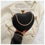Clutch de Noite Brilhante em Forma de Coração – Mala de Festa com Corrente - Image 5