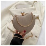 Clutch de Noite Brilhante em Forma de Coração – Mala de Festa com Corrente - Image 2