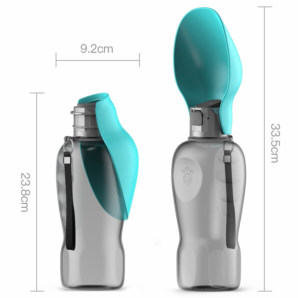 Garrafa de Água Portátil para Cão 800 ml – Bebedouro Dobrável Anti-Derrame para Passeios