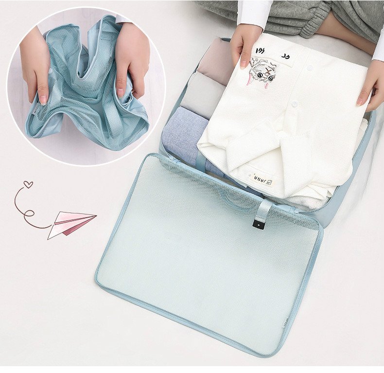 Conjunto de 8 Organizadores de Mala de Viagem – Cubos para Roupa, Roupa Interior e Sapatos