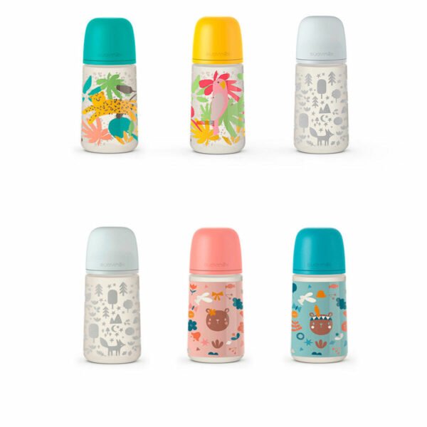 Suavinex Prints – Biberão 270 ml com Tetina Fisiológica (0-3 meses)