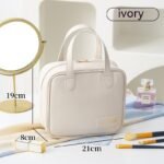 Bolsa de Maquilhagem em Pele PU de Grande Capacidade – Nécessaire de Viagem Concha - Image 4