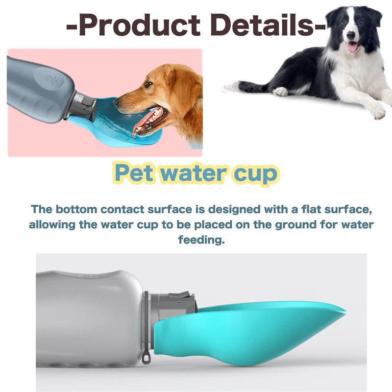 Garrafa de Água Portátil para Cão 800 ml – Bebedouro Dobrável Anti-Derrame para Passeios