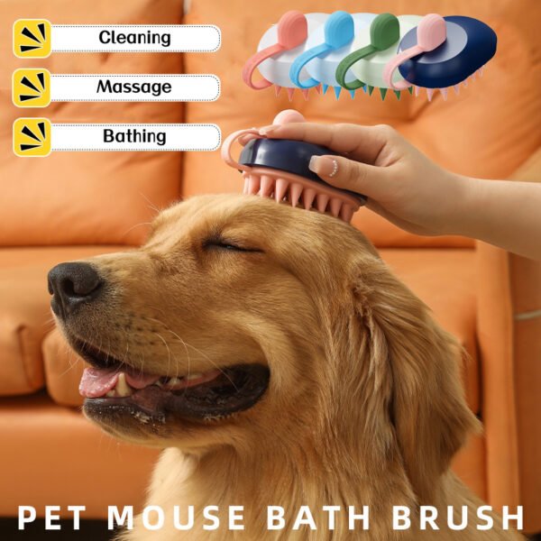 Escova de Banho em Silicone para Cão e Gato – Massagem e Remoção de Pelo