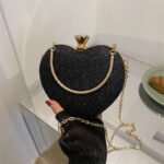 Clutch de Noite Brilhante em Forma de Coração – Mala de Festa com Corrente - Image 10