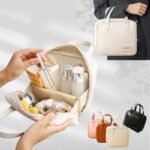 Bolsa de Maquilhagem em Pele PU de Grande Capacidade – Nécessaire de Viagem Concha