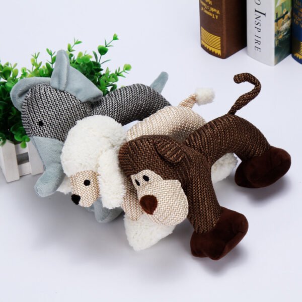 Conjunto de 3 Peluches com Apito para Cão — Elefante, Macaco e Caniche