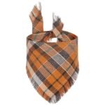 Bandana Xadrez com Franjas para Cão — Laranja