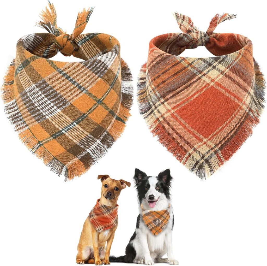 Bandana Xadrez com Franjas para Cão — Laranja