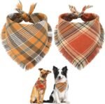 Bandana Xadrez com Franjas para Cão — Laranja