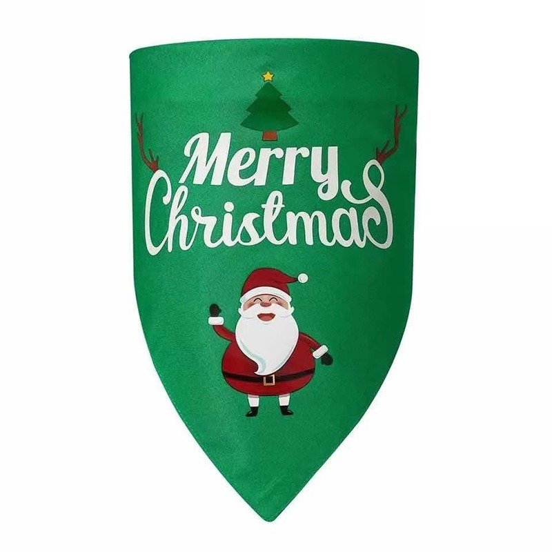 Bandana de Natal para Cão — Verde com Pai Natal (L)